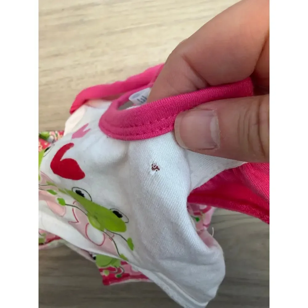 Build A Bear Frog Outfit Pink Green Hearts Pajamas Set PJs Satin Shirt Shorts